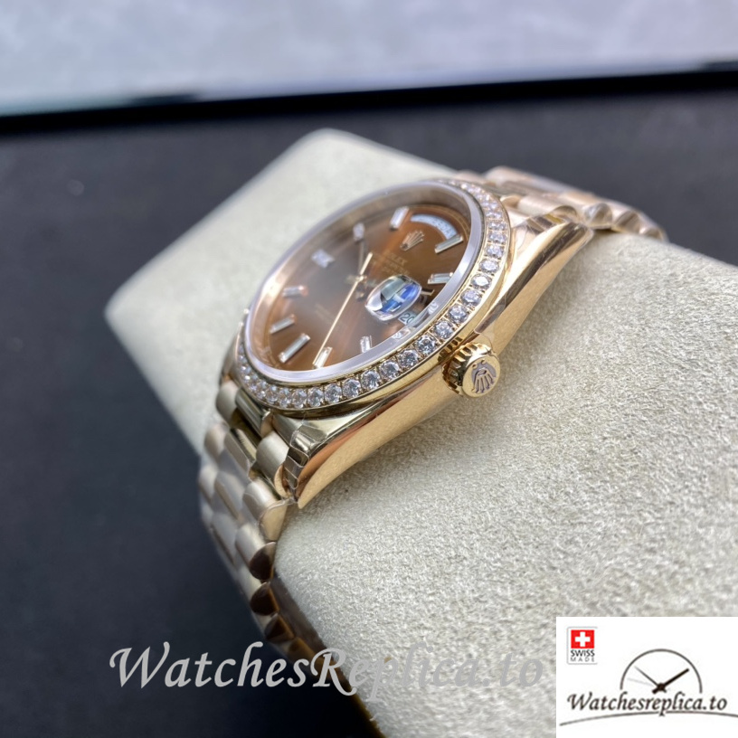 Swiss Rolex Day Date Replica 228235 Rose Gold strap 40MM - WatchesReplica.is