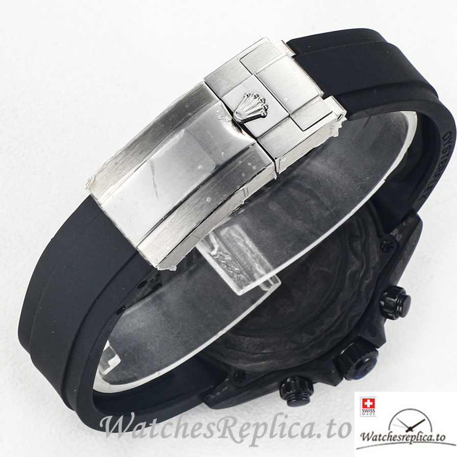 Swiss Rolex Daytona Replica Black Rubber strap 40MM Black Dial - WatchesReplica.is