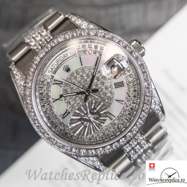 Swiss Rolex Day Date Replica Stainless steel strap 40MM - WatchesReplica.is