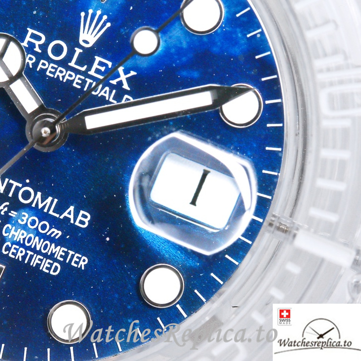 Swiss Rolex Submariner Replica Rubber strap 40MM PHANTOMLAB&ROLEX Royal blue Dial - WatchesReplica.is