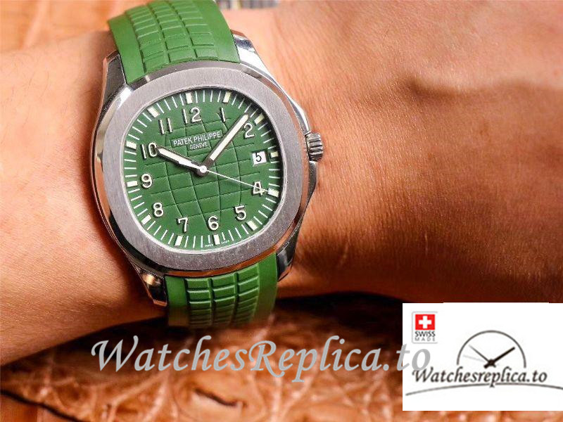 Swiss Patek Philippe Aquanaut Replica 5168G Green Strap 42MM - WatchesReplica.is