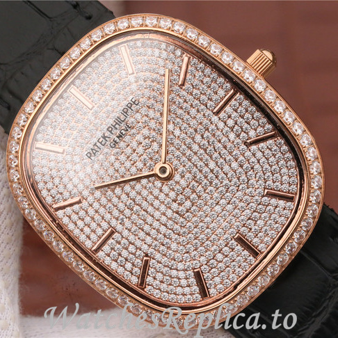 Patek Philippe Replica Golden Ellipse Leather strap 39.5MM - WatchesReplica.is