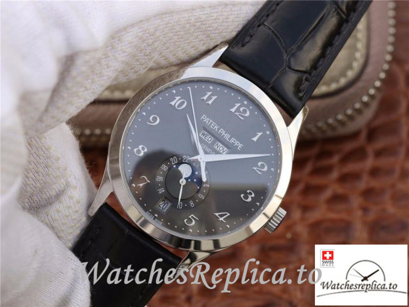 Swiss Patek Philippe Complications Annual Calendar Replica 5396G-014 Black Strap 38MM - WatchesReplica.is