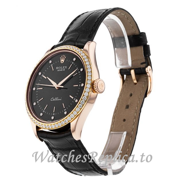Replica Rolex Cellini 50705RBR-013 39MM Leather strap Mens Watch - WatchesReplica.is
