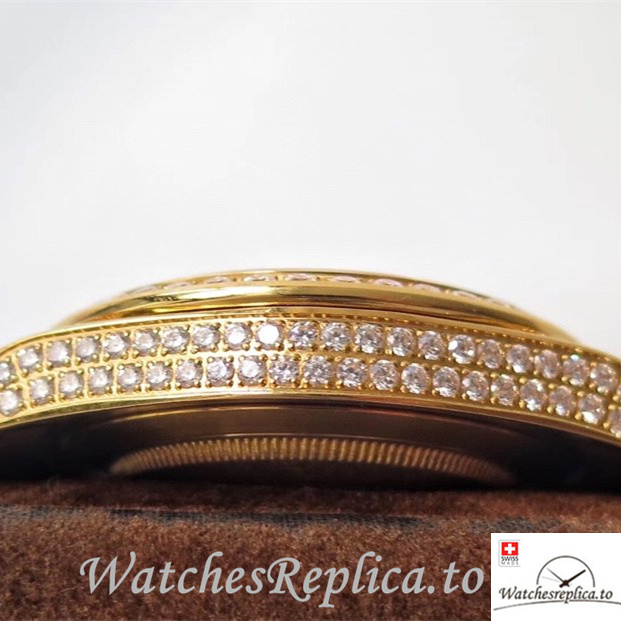 Swiss Rolex Day Date Replica Yellow Gold strap 40MM - WatchesReplica.is
