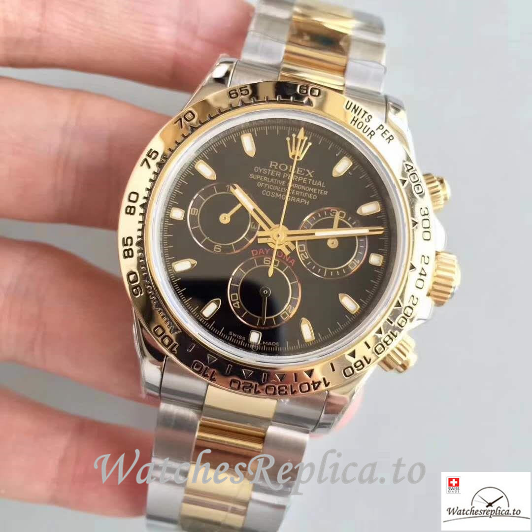 Swiss Rolex Daytona Cosmograph Replica 116503 002 Yellow Gold Strap 40MM - WatchesReplica.is