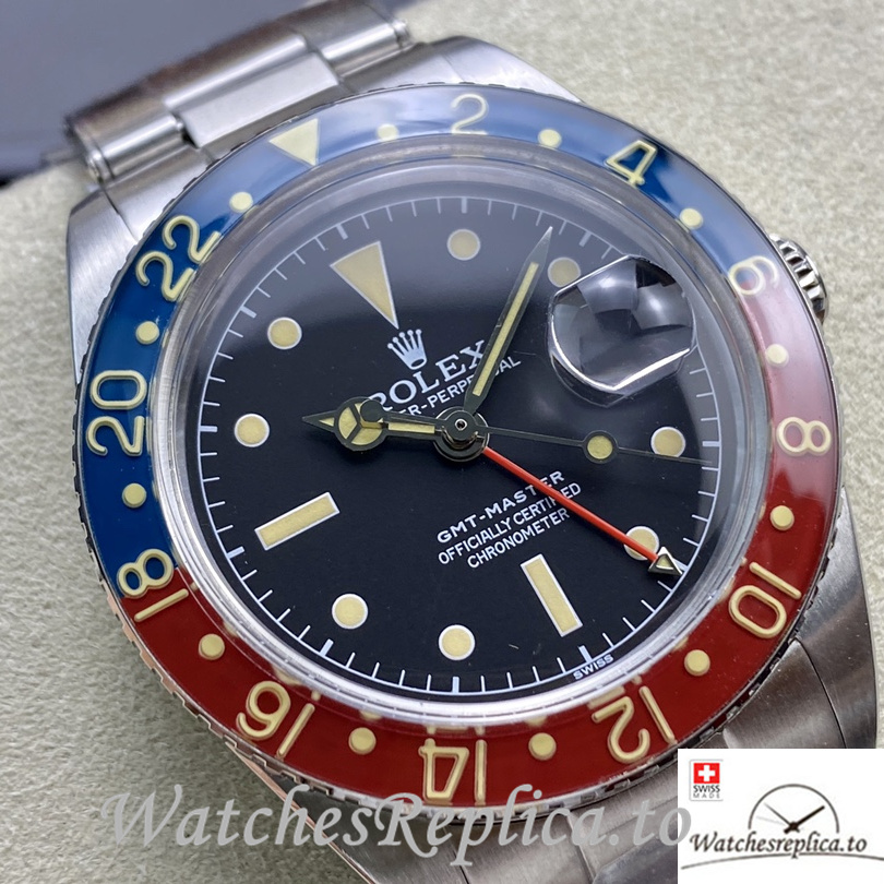 Swiss Rolex GMT Master 16710 Replica Stainless steel strap 40MM - WatchesReplica.is