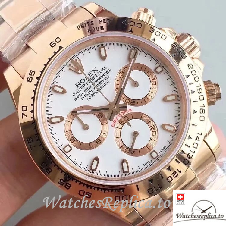 Swiss Rolex Daytona Replica 116505 Rose Gold strap 40MM - WatchesReplica.is