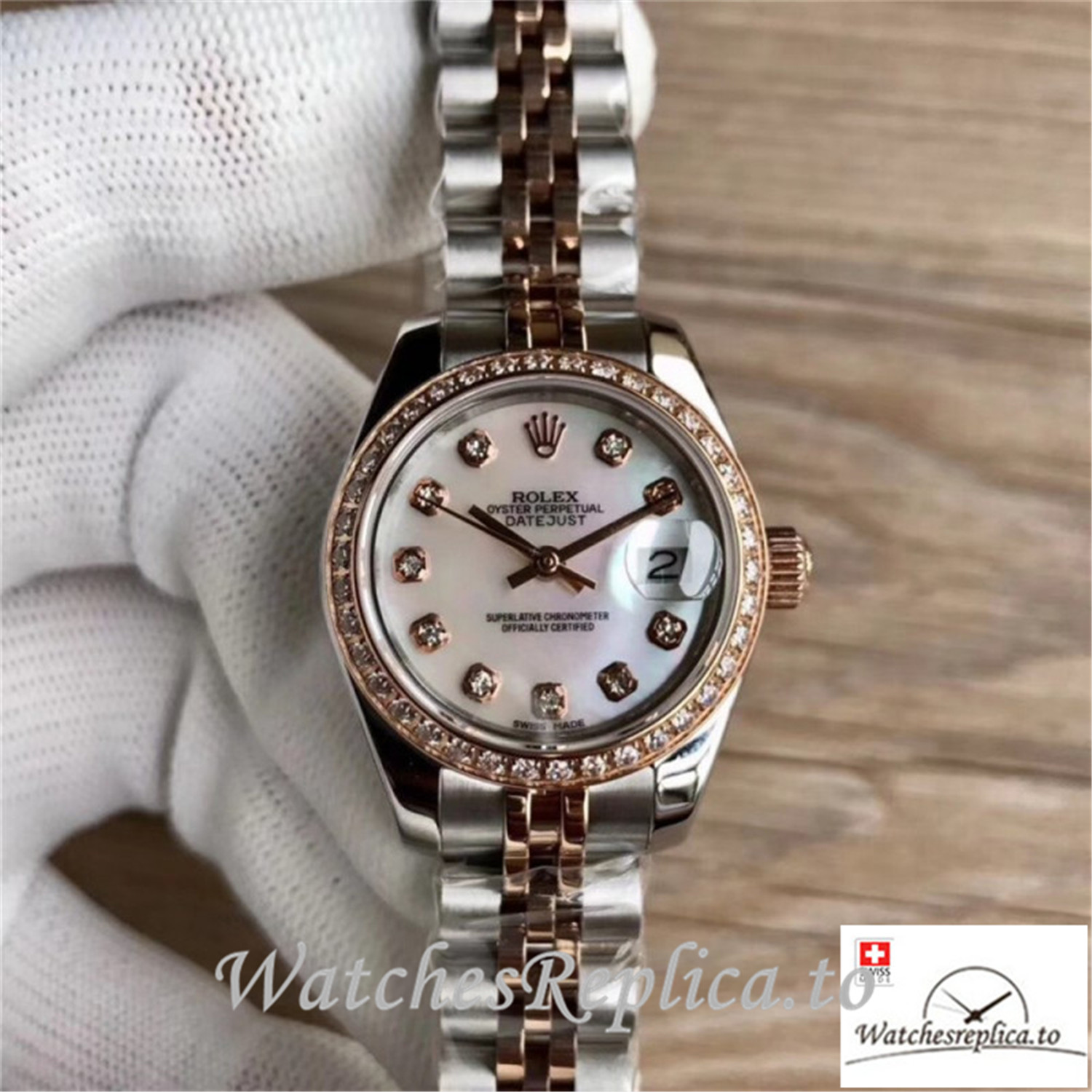 Swiss Rolex Datejust Replica 279381RBR 002 Diamond Bezel 28MM - WatchesReplica.is