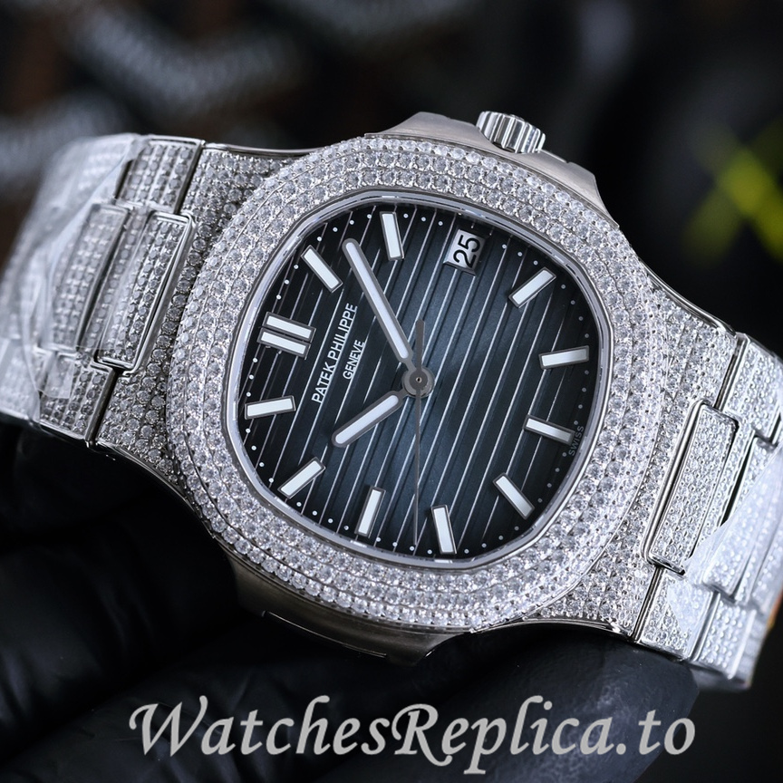 Patek Philippe Replica Nautilus 5711 Diamonds paved strap 40MM - WatchesReplica.is