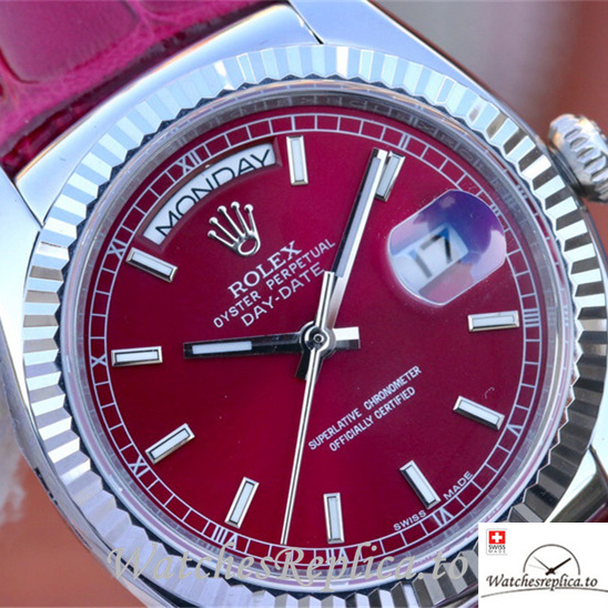 Swiss Rolex Day-Date Replica 118139 Leather strap 36MM - WatchesReplica.is