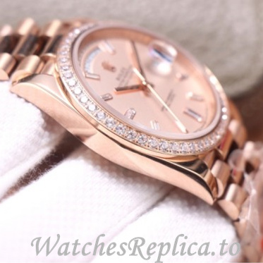 Swiss Rolex Day Date Replica 228345 Rose Gold strap 40MM - WatchesReplica.is