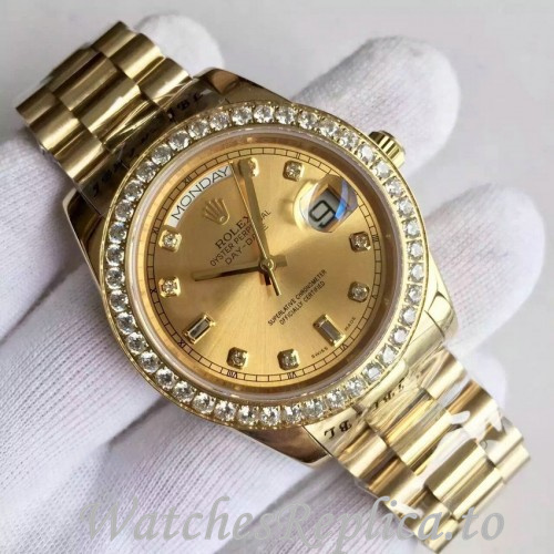 Swiss Rolex Day Date Replica 228348 Yellow Gold strap 40MM - WatchesReplica.is