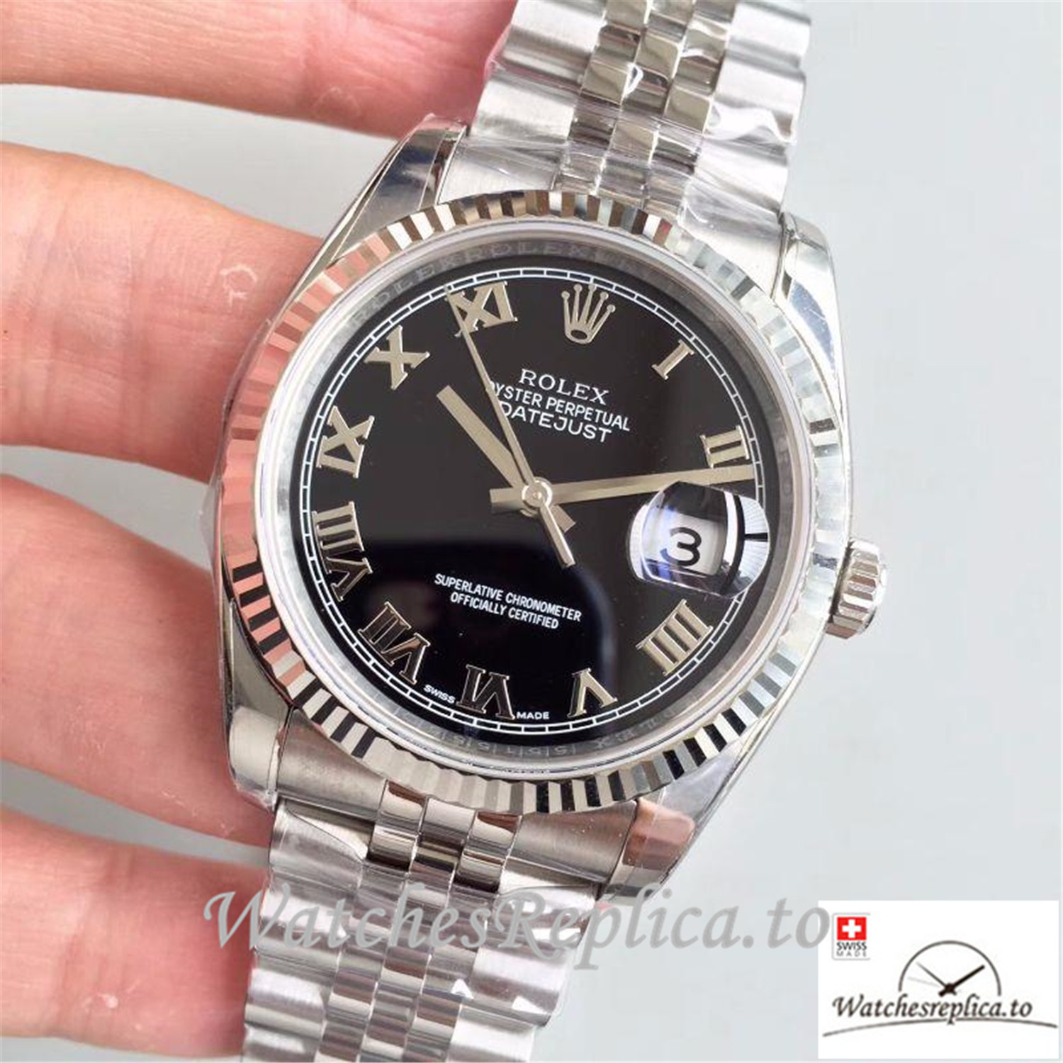 Swiss Rolex Datejust Replica 116334 001 Black Dial 41MM - WatchesReplica.is