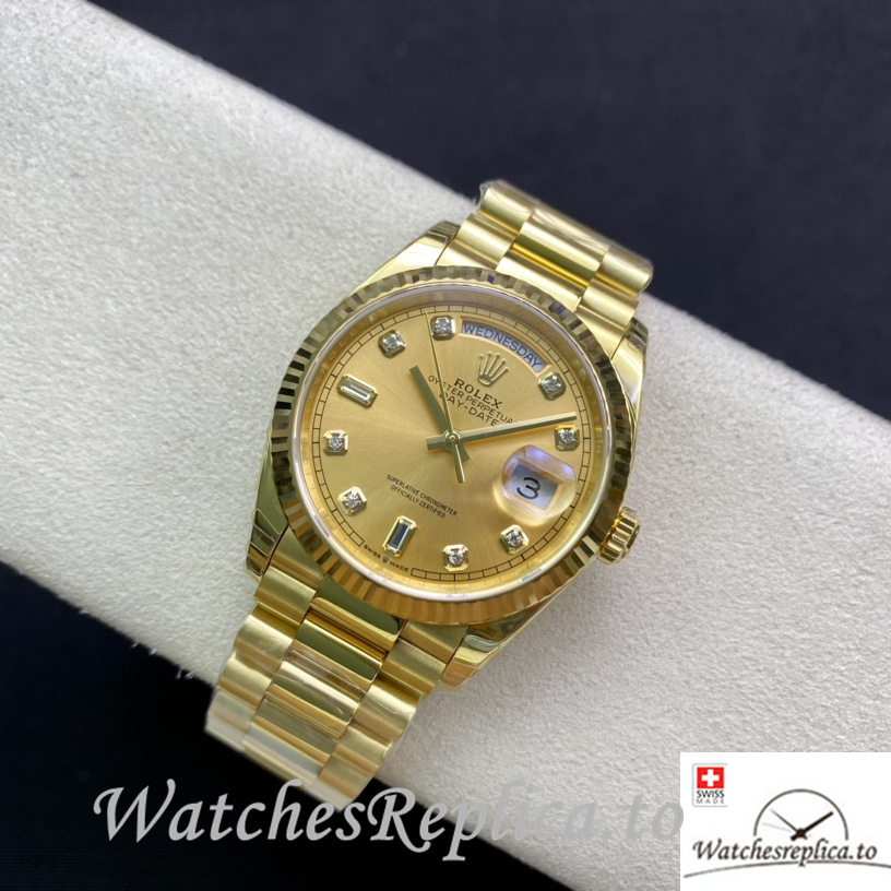 Swiss Rolex Datejust Replica 126233 Yellow Gold strap 36MM - WatchesReplica.is