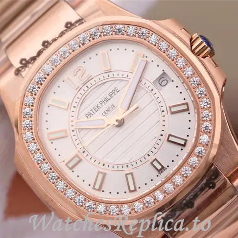Patek Philippe Replica Nautilus 7011 Rose Gold strap 32MM - WatchesReplica.is