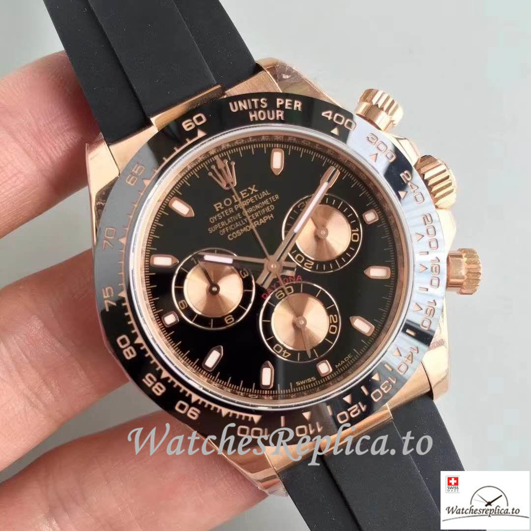 Swiss Rolex Daytona Cosmograph Replica 116515LN 003 Black Strap 40MM - WatchesReplica.is