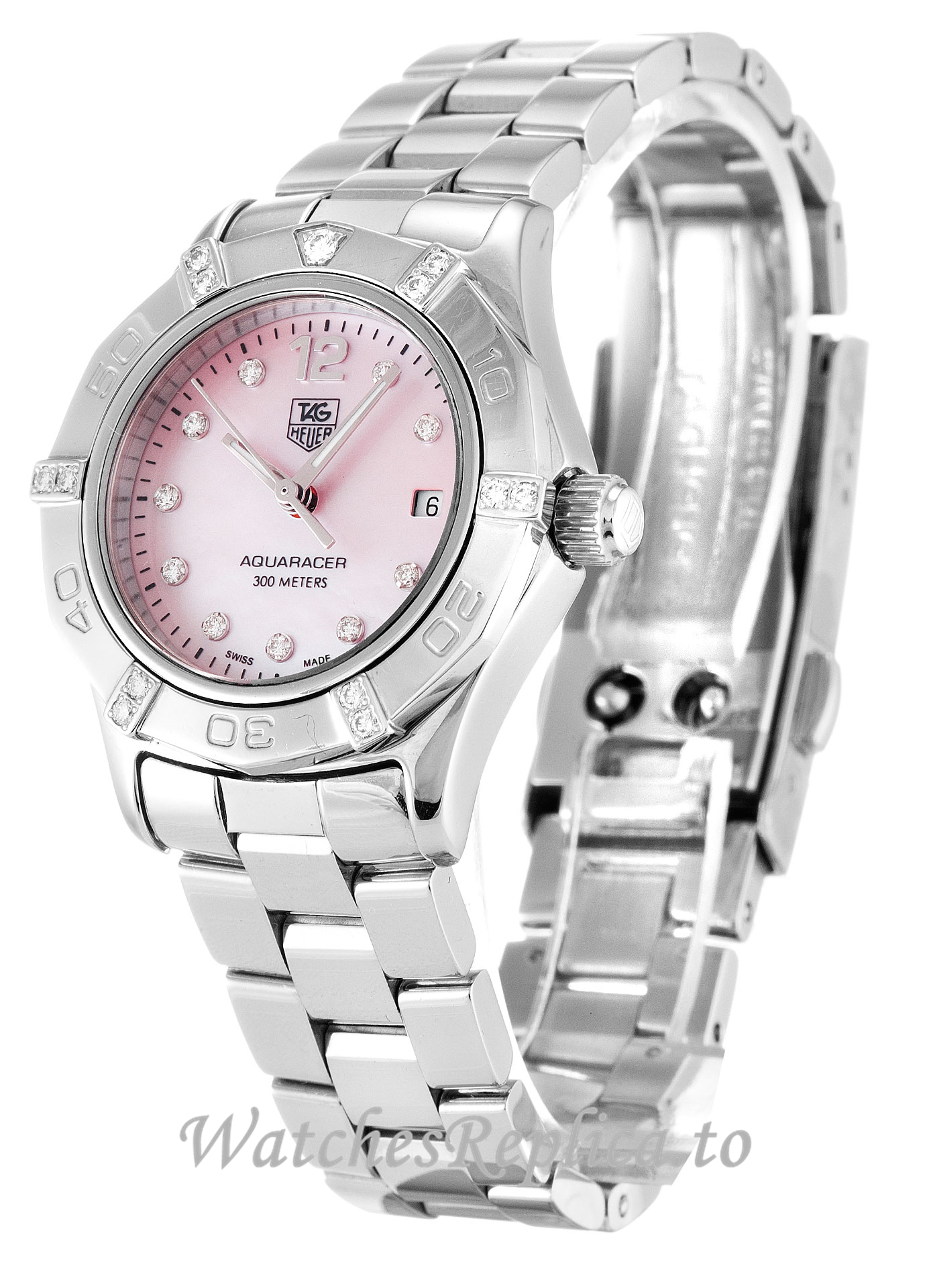Tag Heuer Aquaracer Mother of Pearl Pink Diamond Dial WAF141H.BA0824 27 MM - WatchesReplica.is