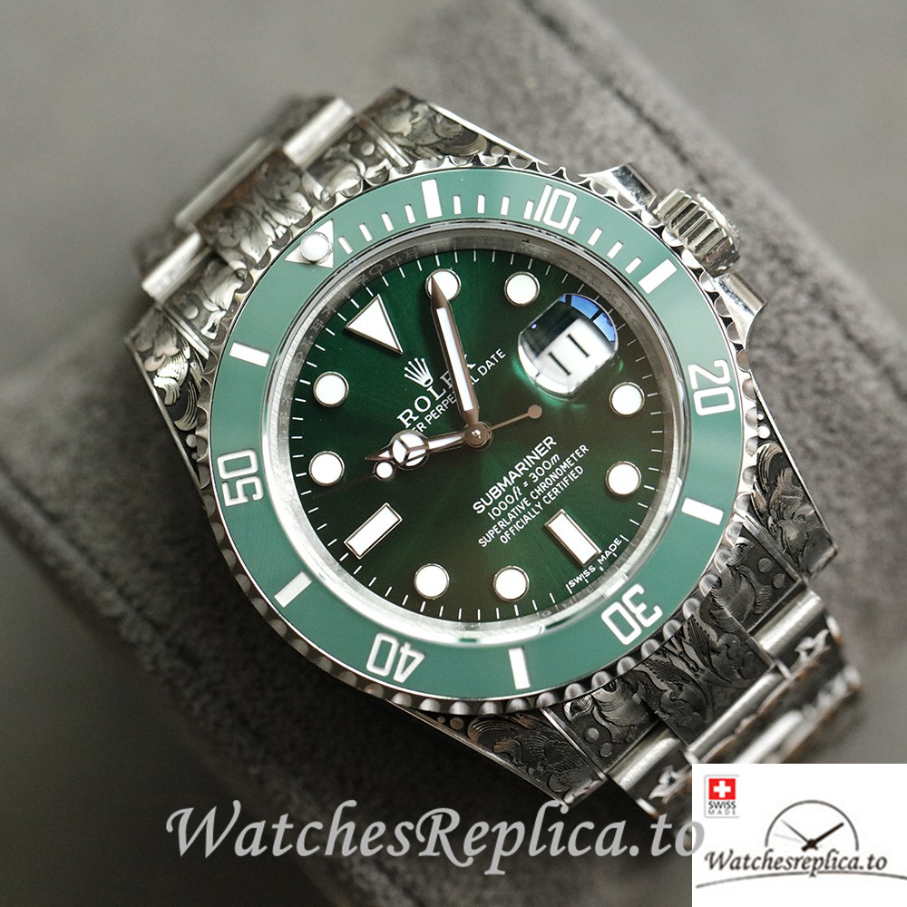 Swiss Rolex Submariner Replica Stainless steel strap 40MM Green Case - WatchesReplica.is