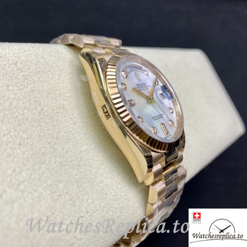 Swiss Rolex Datejust Replica 126233 Rose Gold strap 36MM - WatchesReplica.is