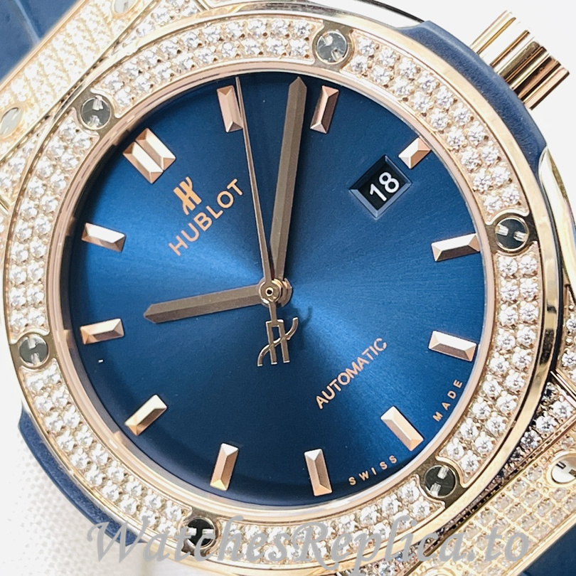 Hublot Replica Big Bang Sang Bleu Leather strap 42MM - WatchesReplica.is