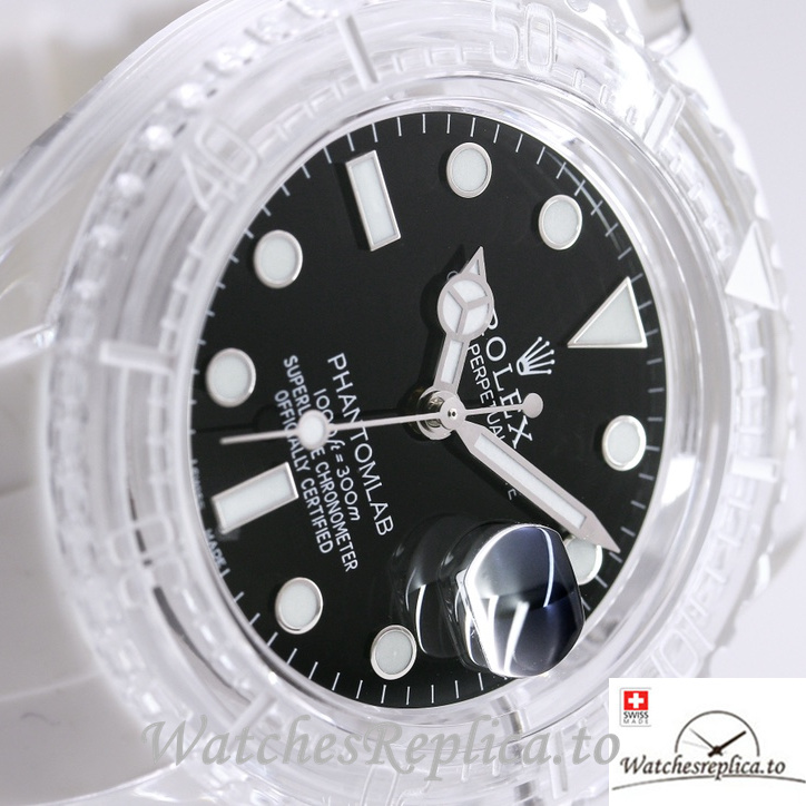 Swiss Rolex Submariner Replica Rubber strap 40MM PHANTOMLAB&ROLEX Black Dial - WatchesReplica.is