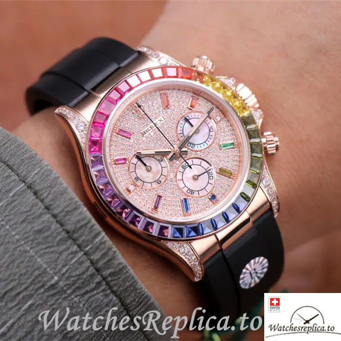 Swiss Rolex Daytona Replica 116595RBOW Rubber strap 40MM - WatchesReplica.is