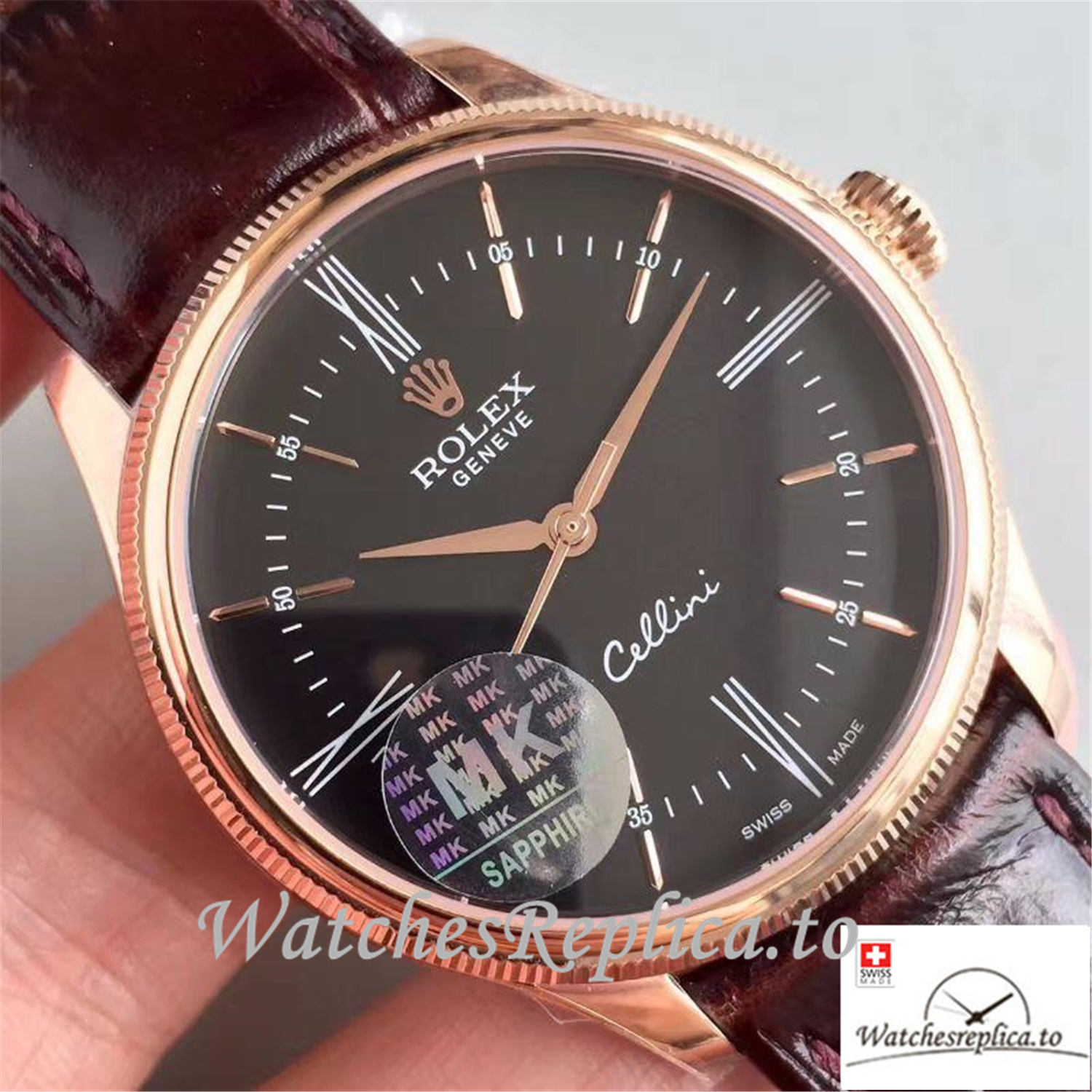Swiss Rolex Cellini Replica 50505 Black Dial 39MM - WatchesReplica.is