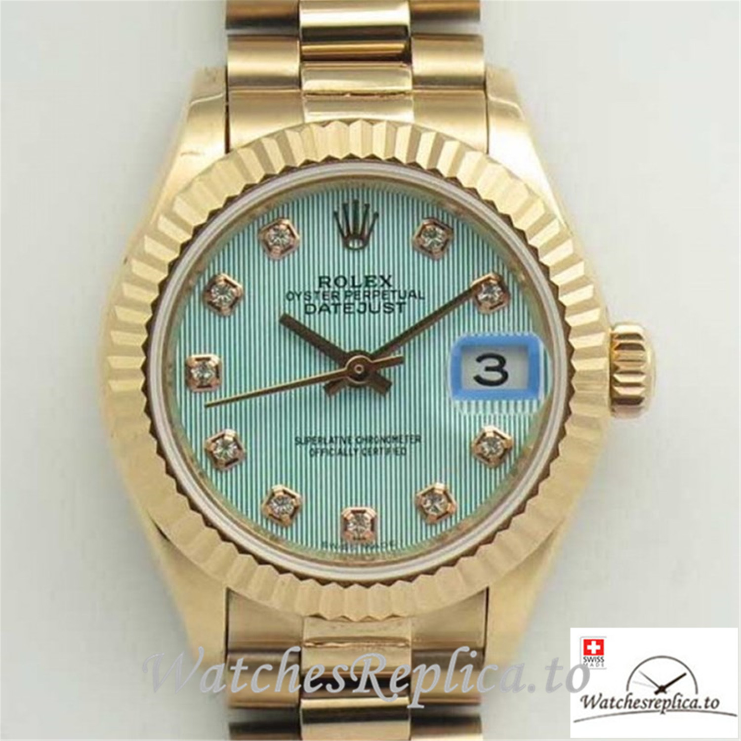 Swiss Rolex Datejust Replica 279165 Ice Blue Dial 28MM - WatchesReplica.is