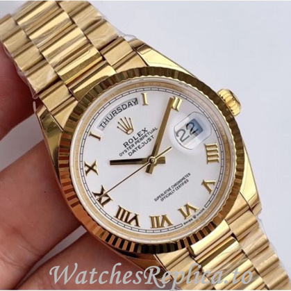Swiss Rolex Day Date Replica 128238 Yellow Gold strap 36MM - WatchesReplica.is