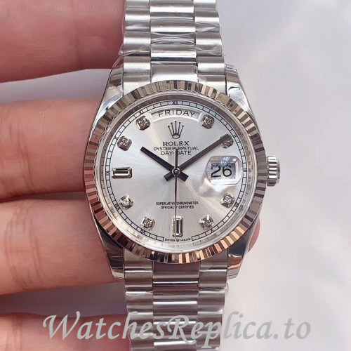 Swiss Rolex Day Date Replica 128239 Stainless steel strap 36MM - WatchesReplica.is