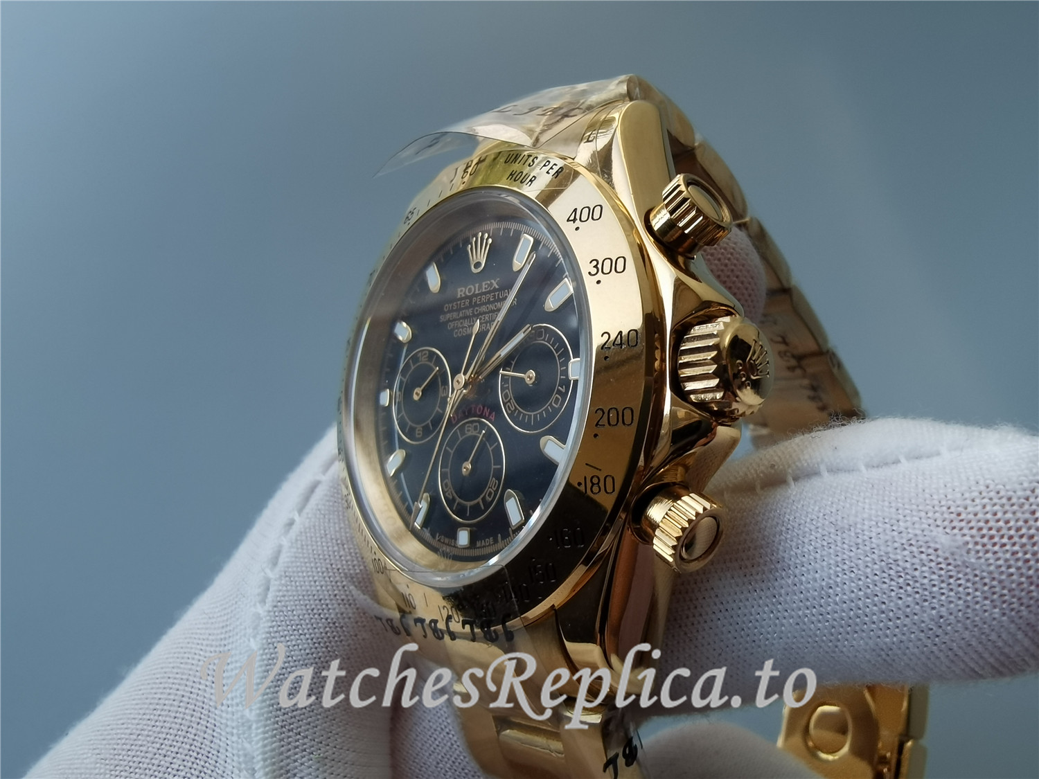 Swiss Rolex Daytona Cosmograph Replica 116528 Yellow Gold Bezel 40MM - WatchesReplica.is