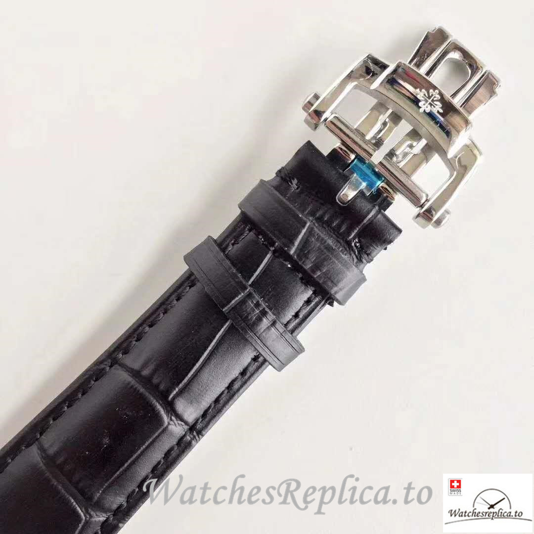 Swiss Patek Philippe Tourbillon Moonphase Replica Black Strap 42MM - WatchesReplica.is
