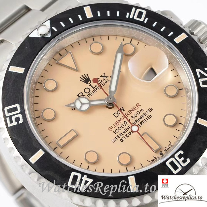 Swiss Rolex Submariner Replica Stainless steel strap 40MM Yellow Dial - WatchesReplica.is