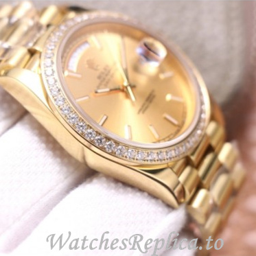 Swiss Rolex Day Date Replica 228348 Yellow Gold strap 40MM - WatchesReplica.is