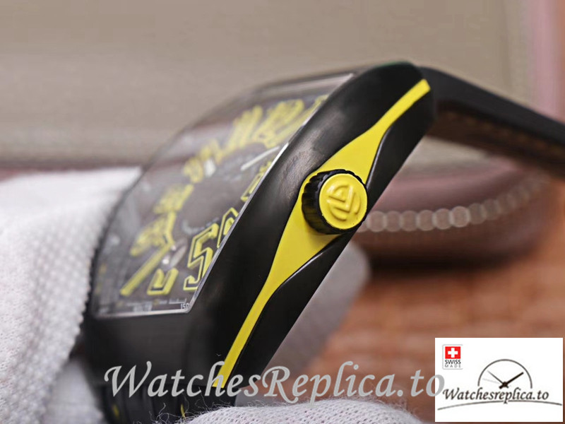 Swiss Franck Muller Vanguard Replica V.45.SC.DT.TT.NR.BR.JA Black Strap 45MM - WatchesReplica.is