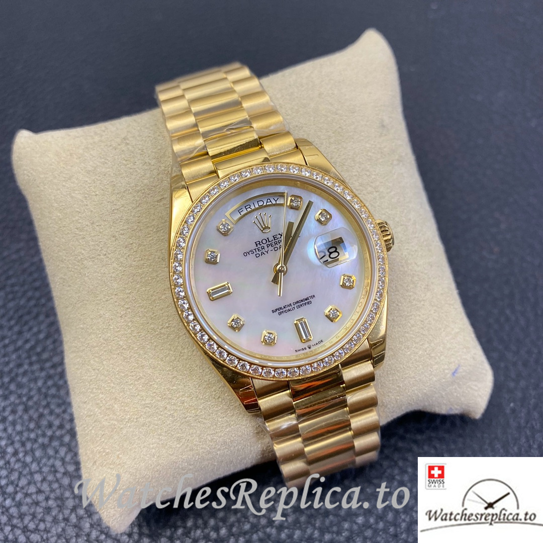 Swiss Rolex Datejust Replica 126233 Yellow Gold strap 36MM - WatchesReplica.is