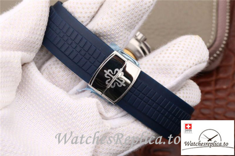 Swiss Patek Philippe Aquanaut Dual Time Replica 5164A-001 Blue Strap 40.8MM - WatchesReplica.is