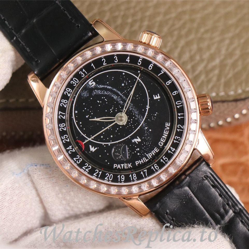 Patek Philippe Replica Complications 6104 Leather strap 44MM - WatchesReplica.is