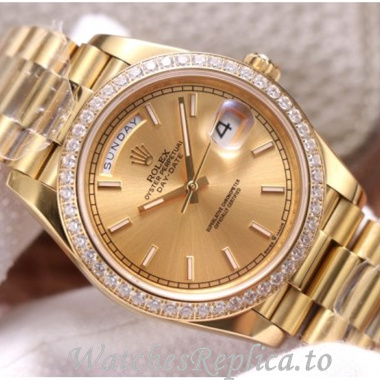Swiss Rolex Day Date Replica 228348 Yellow Gold strap 40MM - WatchesReplica.is