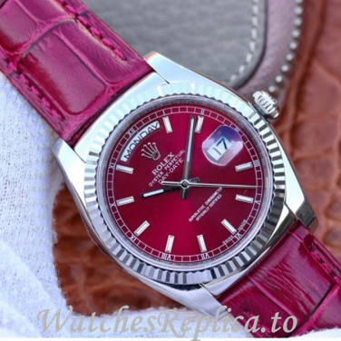 Swiss Rolex Day Date Replica 118138 Leather strap 36MM - WatchesReplica.is