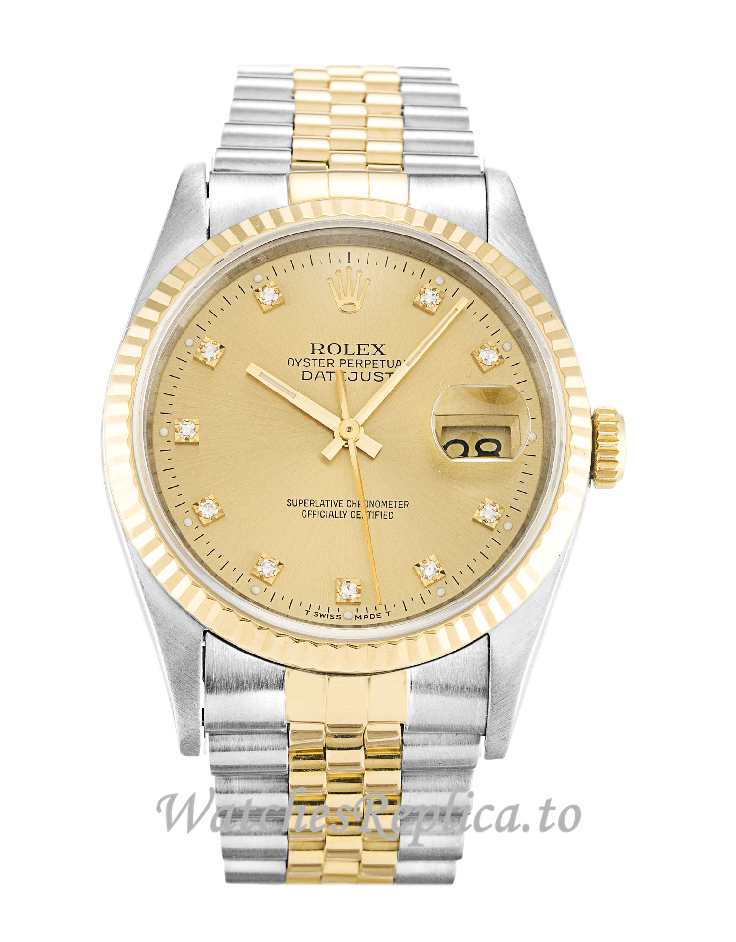 Rolex Datejust Champagne Diamond Dial 16233 - WatchesReplica.is