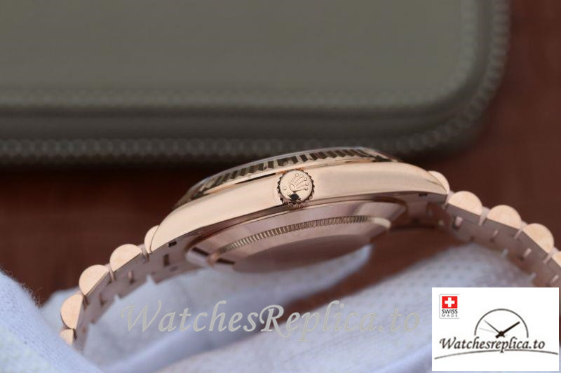 Swiss Rolex Day Date II Replica 228235 003 Rose Gold Strap 40MM - WatchesReplica.is