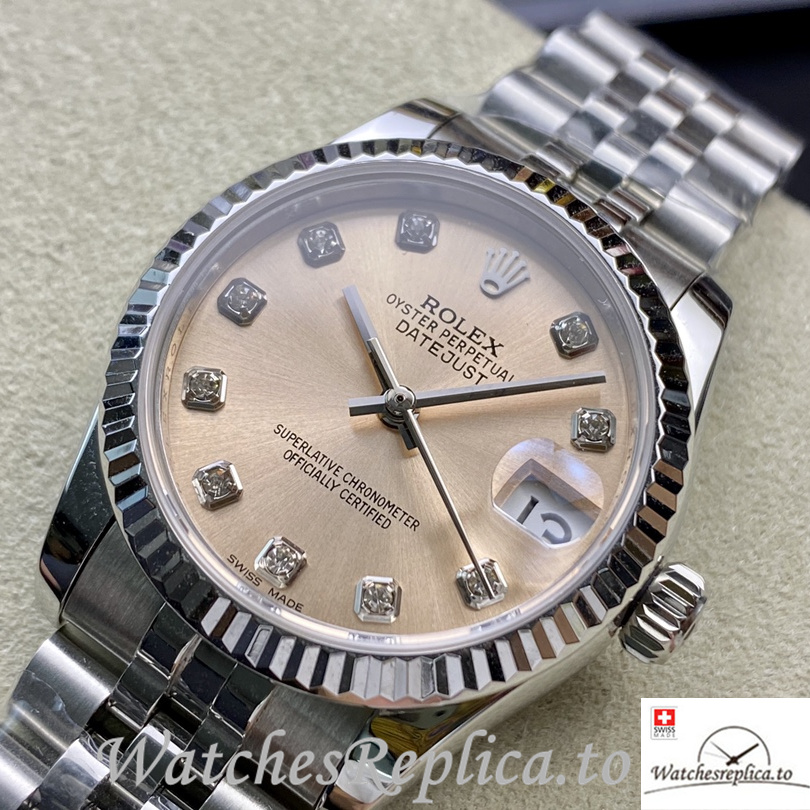 Swiss Rolex Datejust Replica 178384 Stainless steel strap 31MM Yellow Dial - WatchesReplica.is