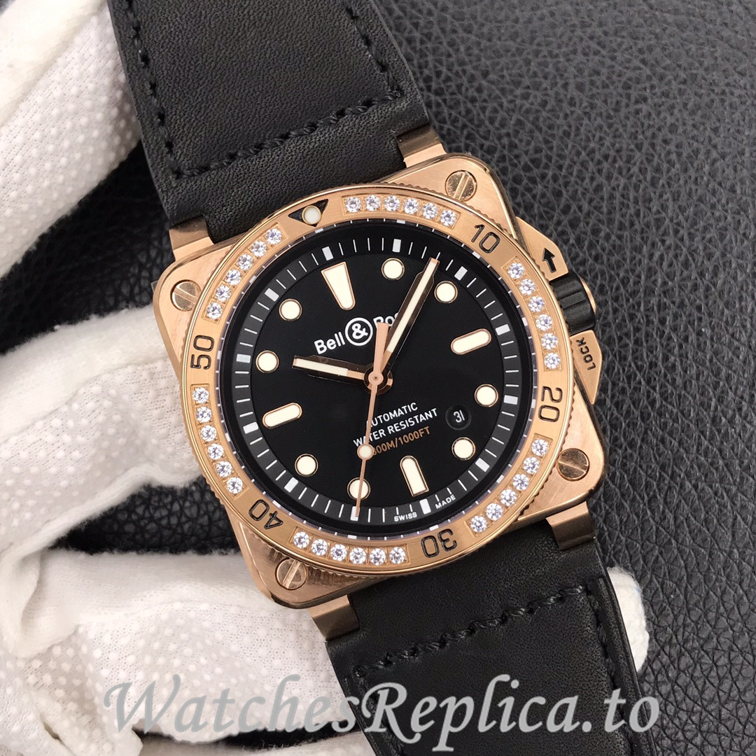 Bell Ross Replica BR 03 BR0392-D-G-BR/SCA Leather strap 42MM - WatchesReplica.is