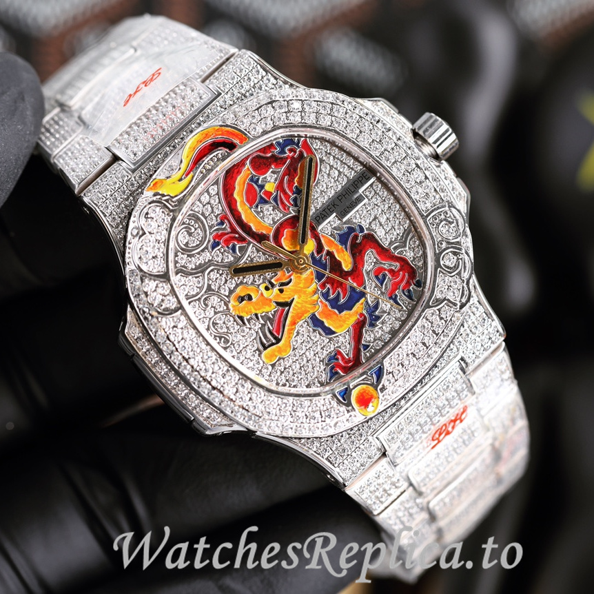Patek Philippe Replica Nautilus 5711 Diamonds paved strap 40MM - WatchesReplica.is