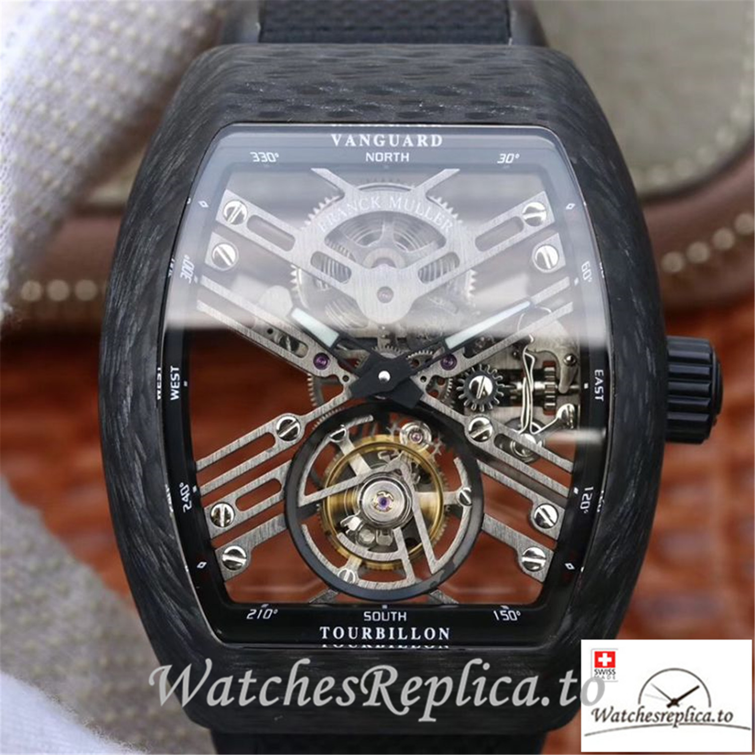 Swiss Franck Muller Vanguard Replica V45 T SQT Black Strap 44MM×53.7MM - WatchesReplica.is