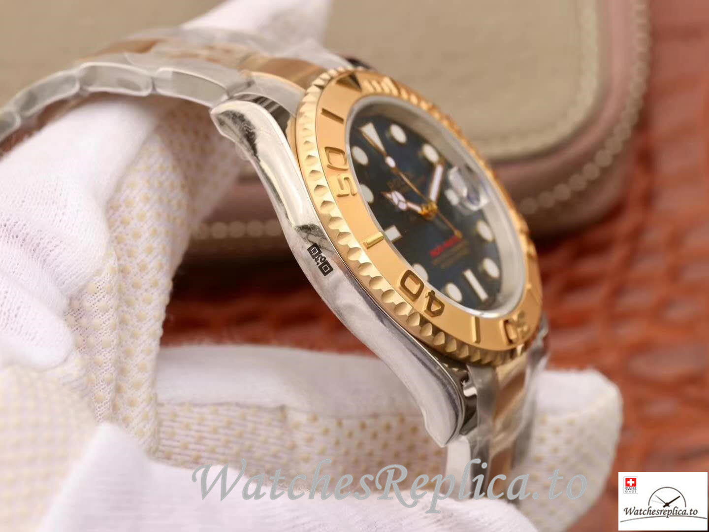Swiss Rolex Yacht Master Replica 116623 Gold Bezel 40MM - WatchesReplica.is