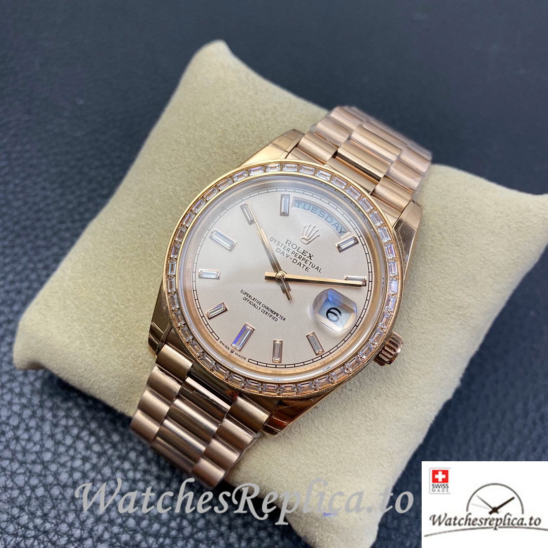 Swiss Rolex Datejust Replica 126233 Rose Gold strap 36MM - WatchesReplica.is
