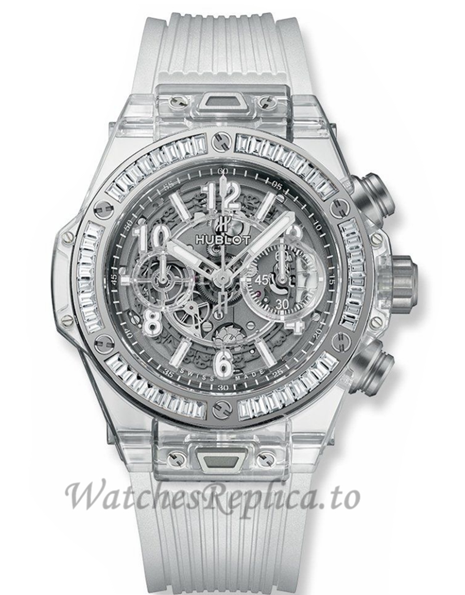 Hublot Replica Big Bang Unico Sapphire Baguettes 45MM Watch 411.JX.4802.RT.1904 - WatchesReplica.is